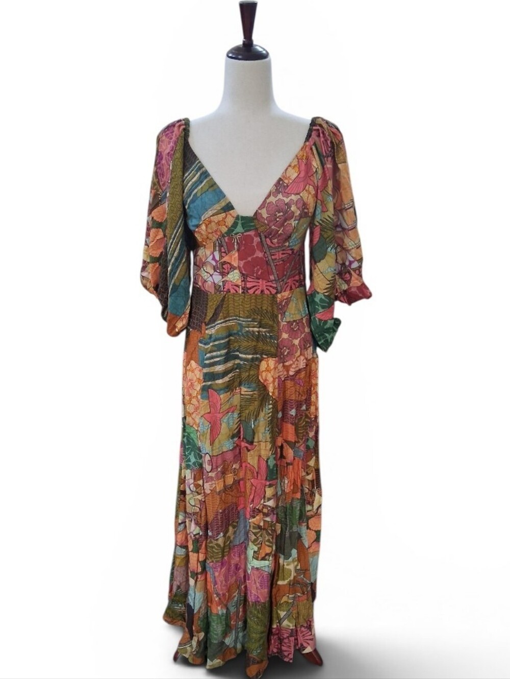 NWT Farm Rio Prainha Tropical Botanical Maxi Dress Size P Small New - Picture 8 of 10